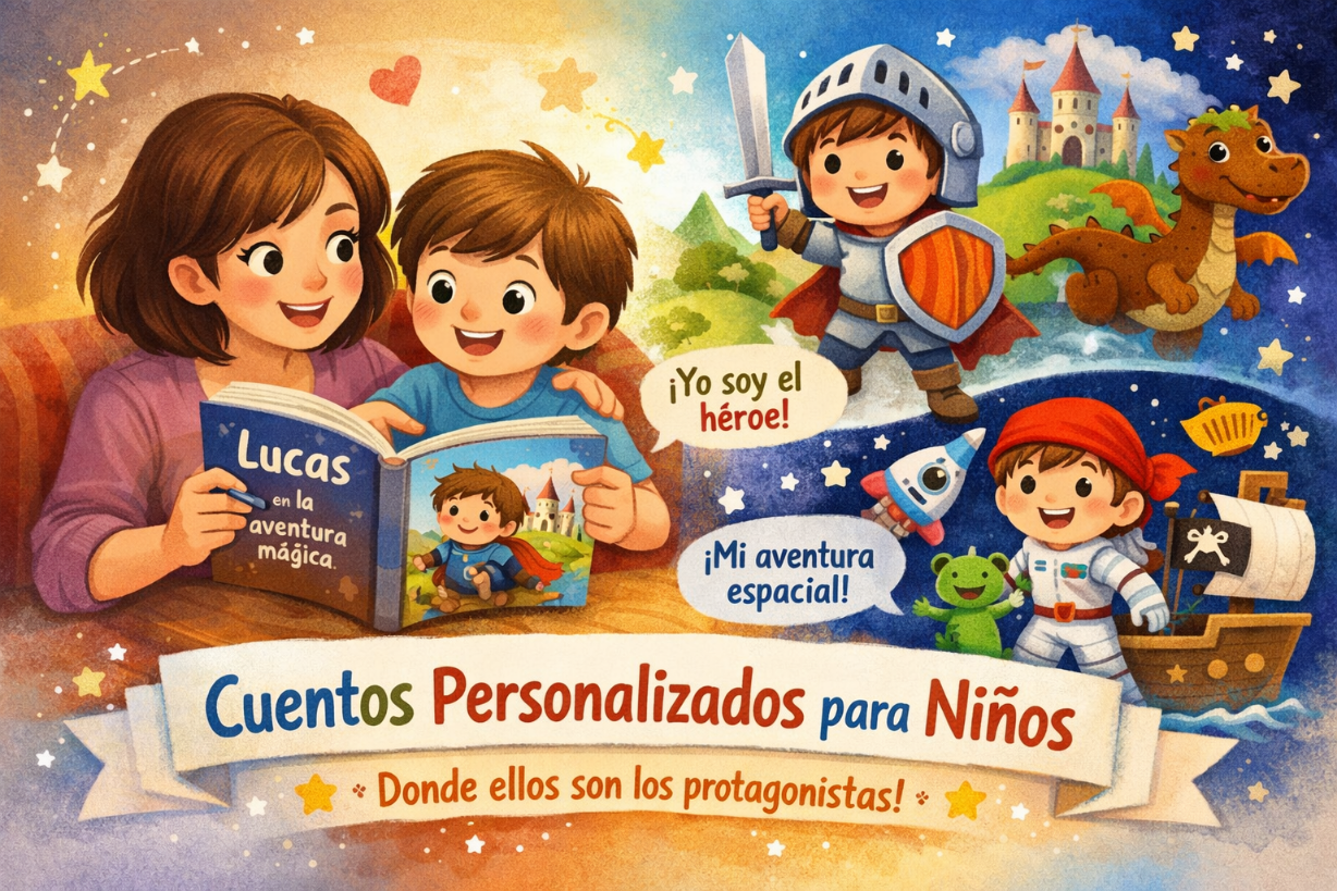 Padre y niño leyendo un cuento personalizado juntos en casa