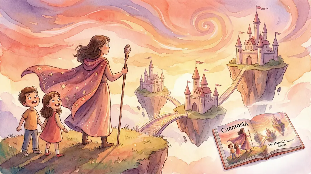 Mamá como heroína en un cuento personalizado CuentosIA — aventura con sus hijos