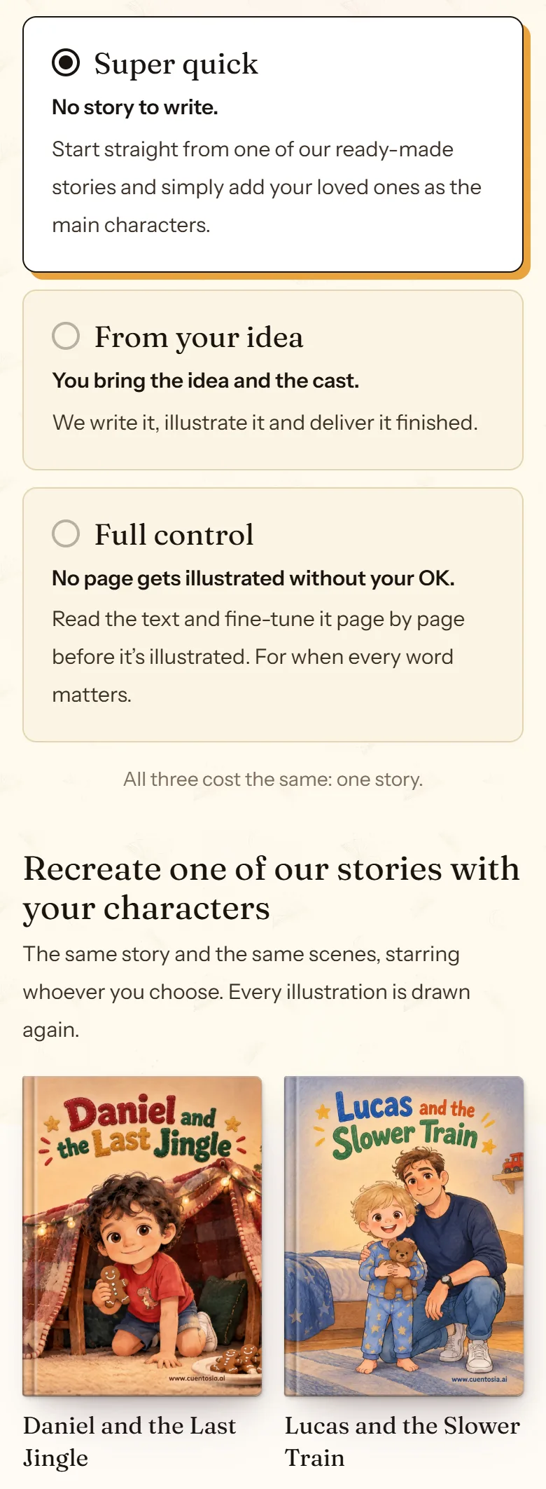cuentosIA Super quick panel for recreating a free story or continuing one of your own