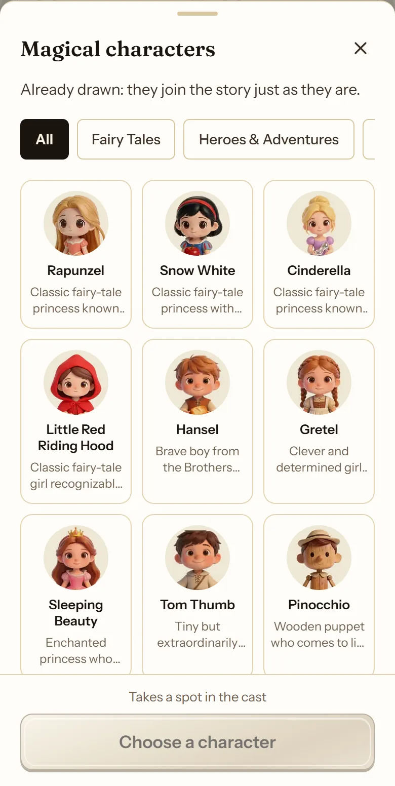 Gallery of magical characters on cuentosIA to add to the cast