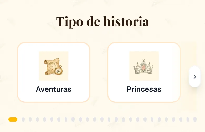 Temas del cuento narrativo en cuentosIA, como Aventuras, Princesas, Dinosaurios o Para dormir