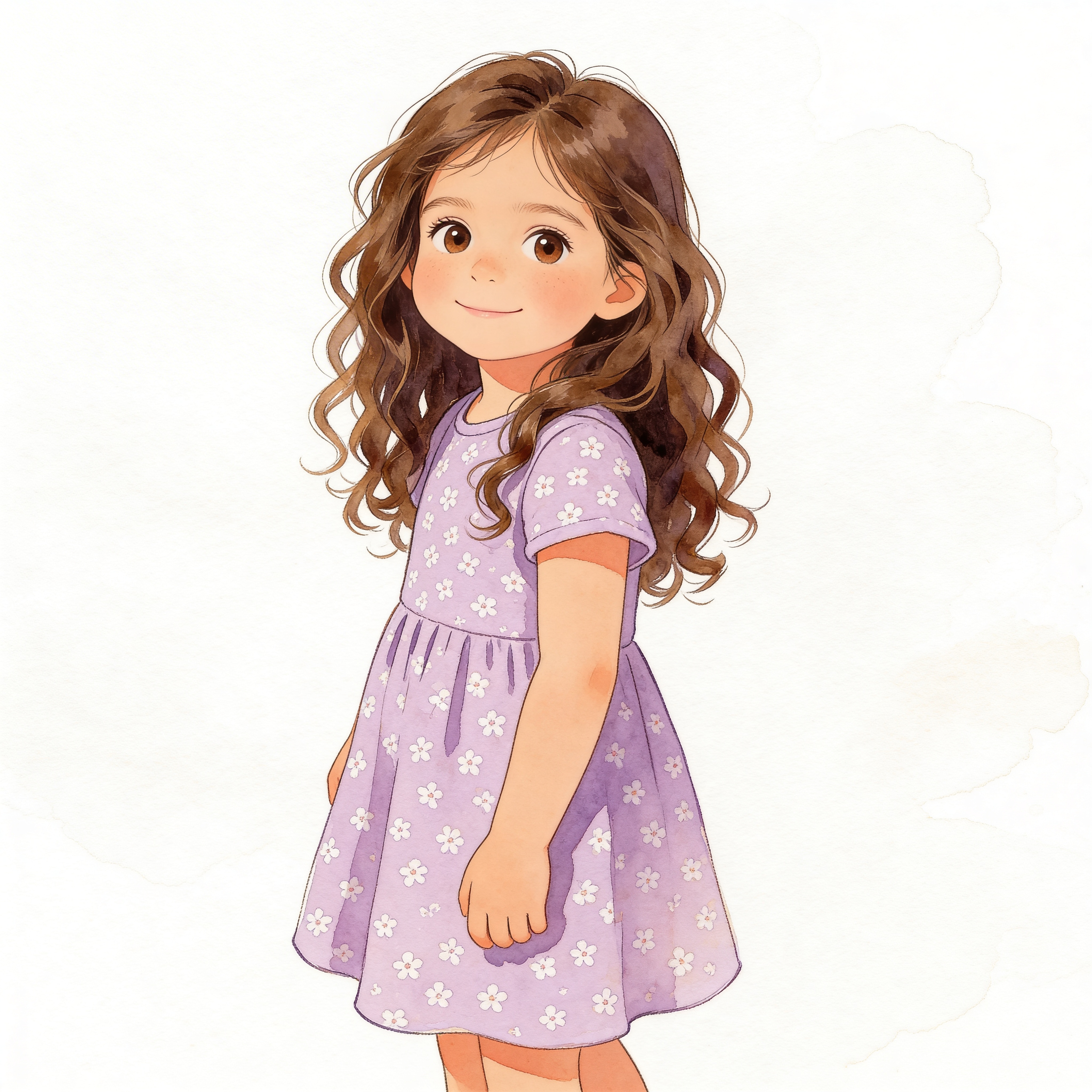 Emma ilustrada en acuarela