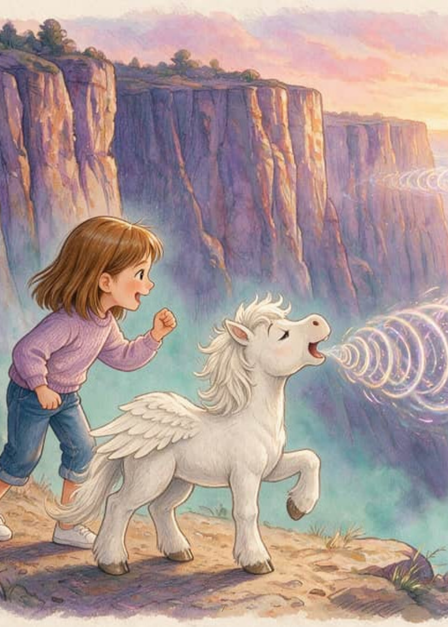 Lara y Nube gritan hacia el cañón del Valle del Eco y sus voces vuelven convertidas en ondas de luz